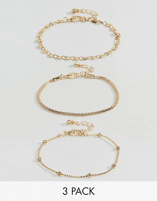 ASOS Pack of 3 Disc and Ball Chain Bracelets
