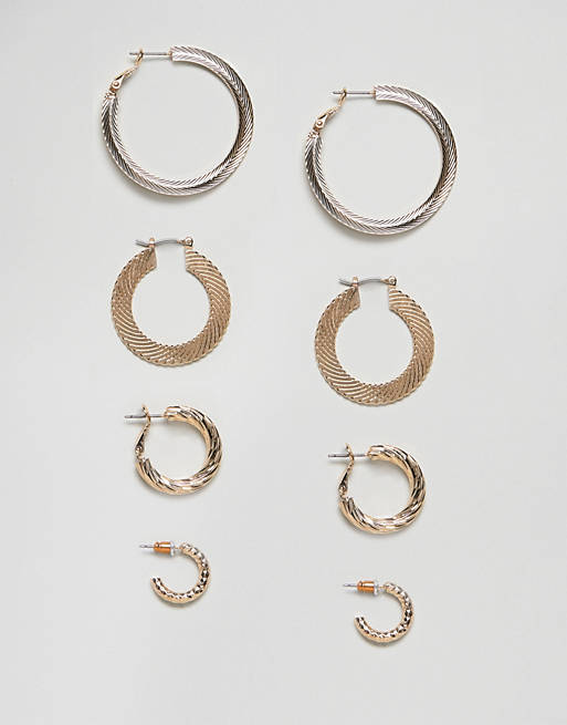ASOS Pack of 4 Vintage Style Hoop Earrings