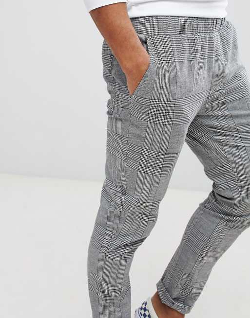 ASOS Pantalon ajust carreaux Noir et blanc ASOS