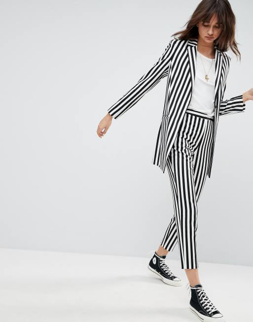 ASOS Tailleur ajust rayures Noir et blanc ASOS