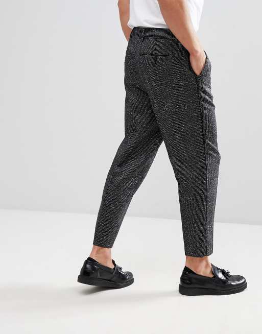 ASOS Pantalon de costume ajust rayures verticales Noir et