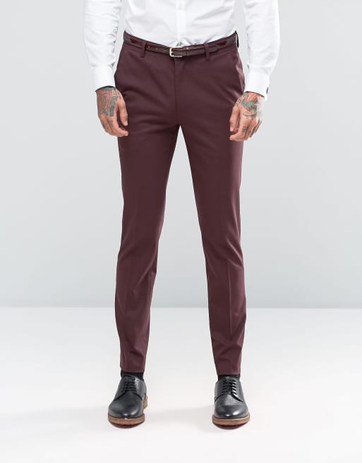 ASOS - Pantalon de costume slim - Bordeaux