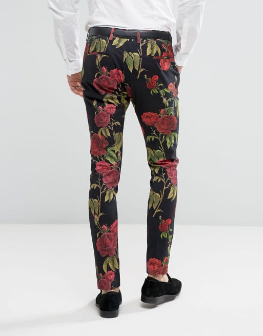ASOS - Pantalon de costume super skinny à imprimé roses rouges, 2 de 4