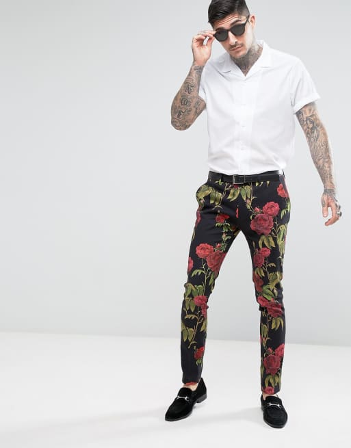 ASOS - Pantalon de costume super skinny à imprimé roses rouges, 4 de 4