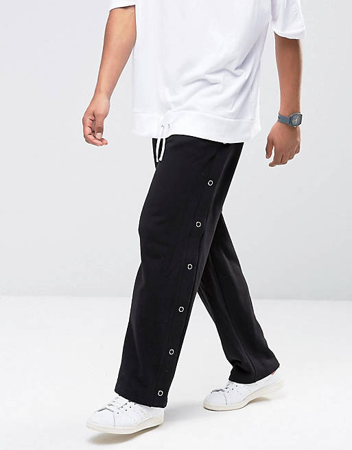 ASOS - Pantalon de jogging coupe droite avec boutons-pression sur le côté -  Noir