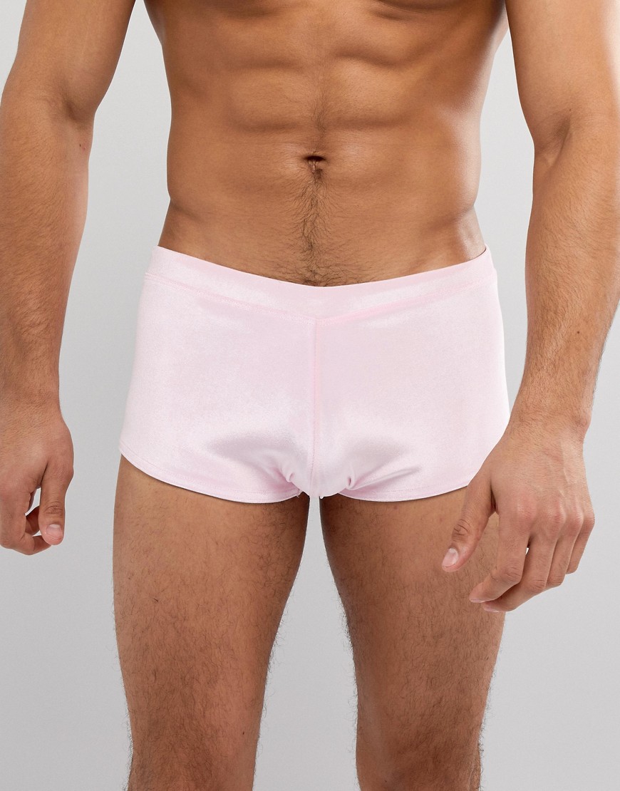 ASOS - Pantaloncini da bagno a vita bassa rosa in velour