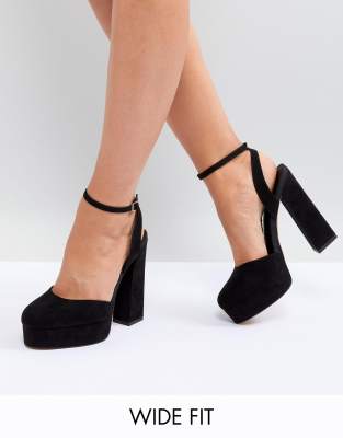 black platform heels wide fit