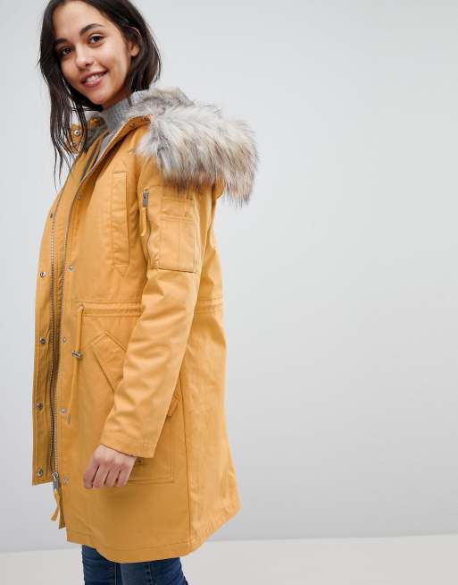 Asos parka with sale detachable faux fur liner