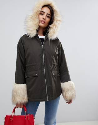 ASOS Parka with Faux Fur Collar and Cuff | ASOS