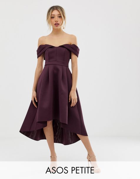 ASOS Petite Bardot Cold Shoulder Dip Back Midi Prom Dress