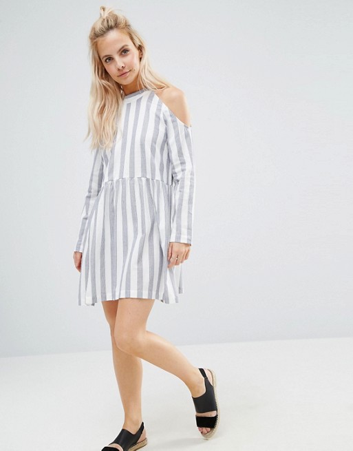Shoptagr | Asos Petite Cold Shoulder Cotton Stripe Smock Dress by Asos ...