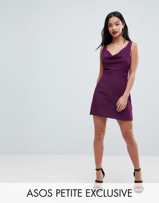 ASOS PETITE Cowl Neck Mini Dress-Red