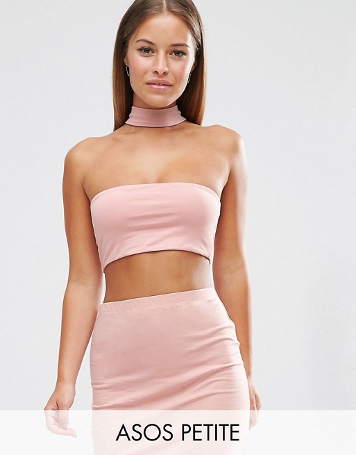 ASOS PETITE Crop Bandeau With With Choker Detail