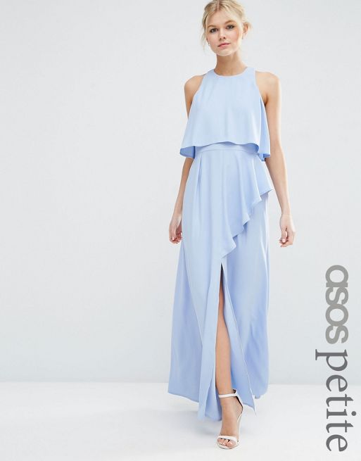 ASOS PETITE Crop Top Ruffle Split Maxi Dress | ASOS