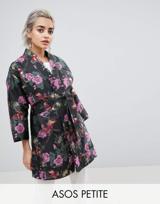 ASOS PETITE Dark Floral Jacquard Kimono Jacket ASOS