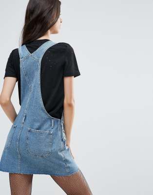 petite denim dungaree dress