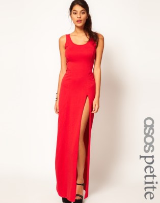 petite thigh split maxi dress