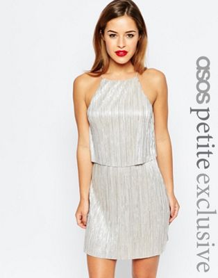 ASOS Petite | ASOS PETITE Exclusive Metallic Pleat Mini Dress with Crop ...