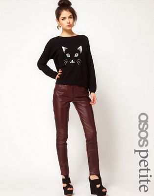 oxblood leather trousers