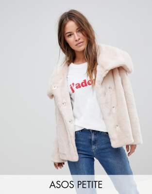 asos petite faux fur coat