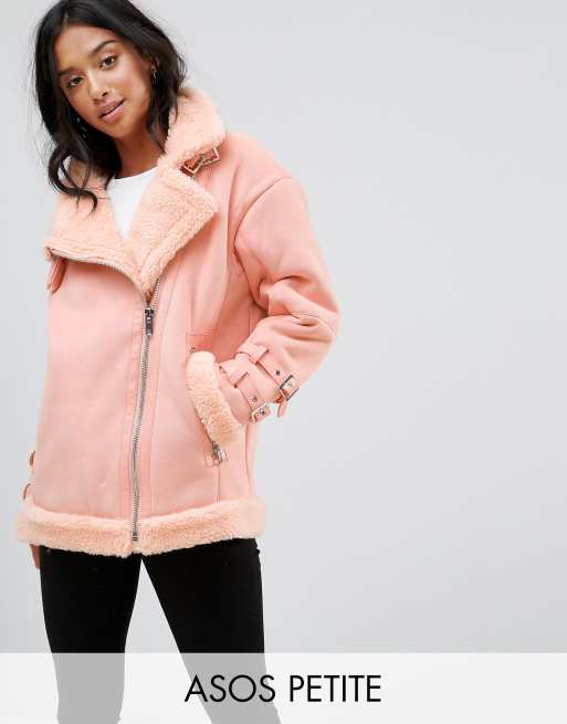 ASOS PETITE - Giacca stile aviatore in camoscio sintetico