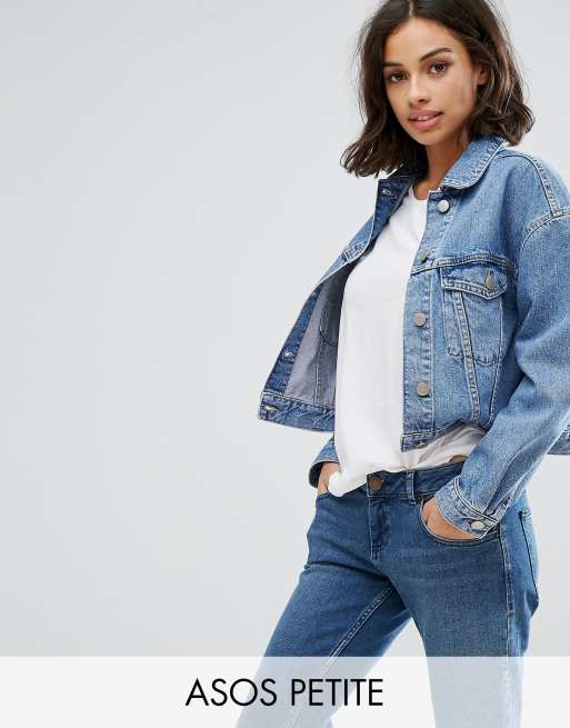 Asos Petite Jeansjacke In Mittelblauer Waschung Asos