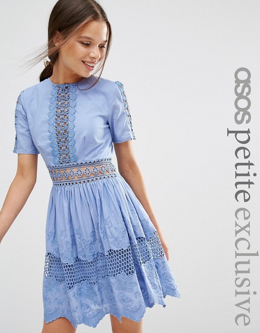 ASOS PETITE Lace Embroidered Cotton Dress