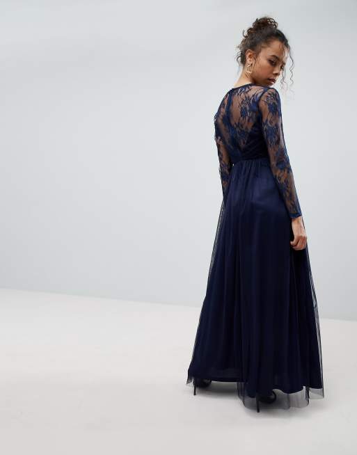 Asos lace maxi shop dress with long sleeves