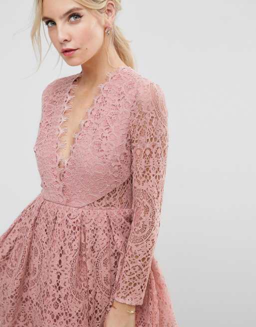 Asos long sleeve sale lace mini prom dress