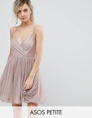 ASOS PETITE Metallic Tulle Mini Dress 