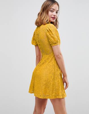 yellow lace dress asos