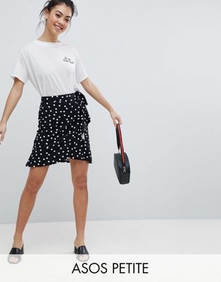 white polka dot wrap skirt