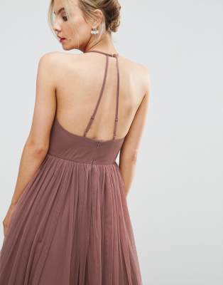 Asos pinny extreme sales tulle mesh midi dress