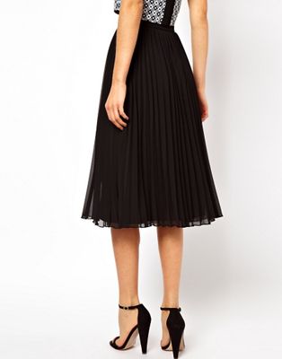 asos black pleated skirt