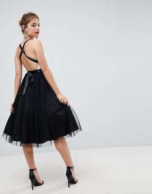 Asos petite premium tulle mini prom dress with ribbon 2024 ties