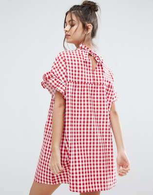 gingham red dress