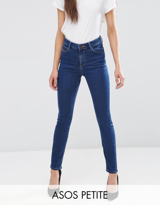 ASOS PETITE Ridley High Waist Skinny Jeans in Kioshi Flat Blue Wash | ASOS