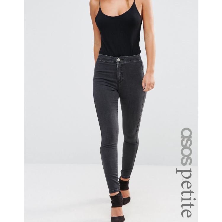 ASOS Petite ASOS DESIGN Petite Rivington high waisted stretch powerhold  denim jeggings in black coated - ShopStyle