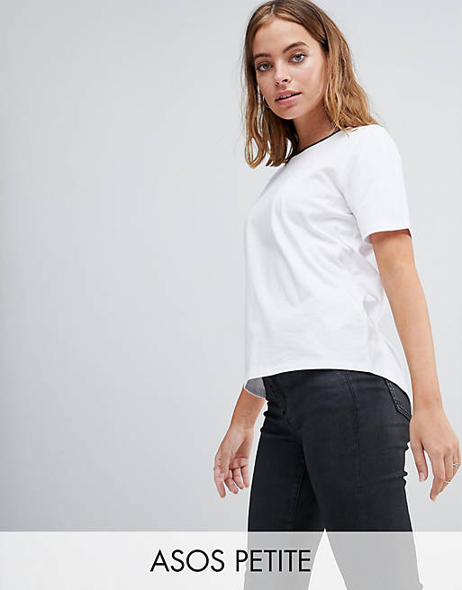 ASOS PETITE T-Shirt With Dip Back And Contrast Trim | ASOS