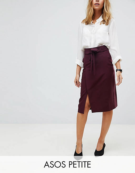 ASOS PETITE Tailored Pencil Skirt With Obi Tie