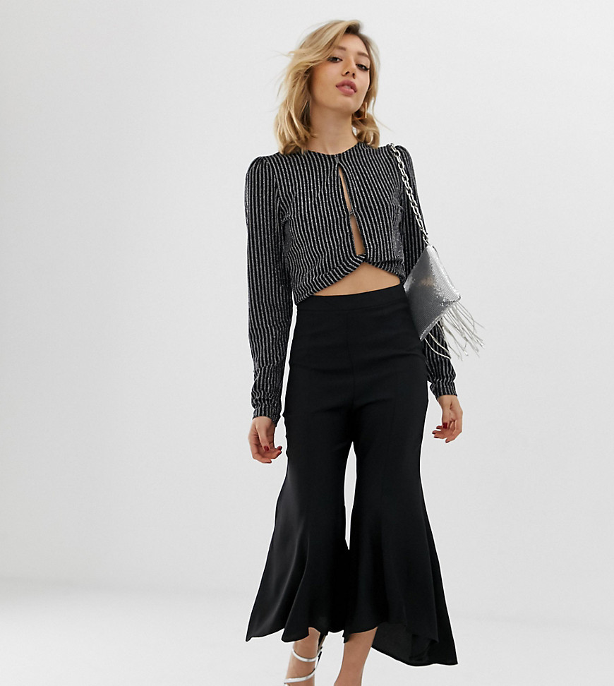 ASOS PETITE Tailored Soft Fluted PANTS-Black