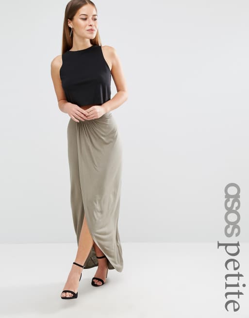 Jersey wrap hotsell maxi skirt black