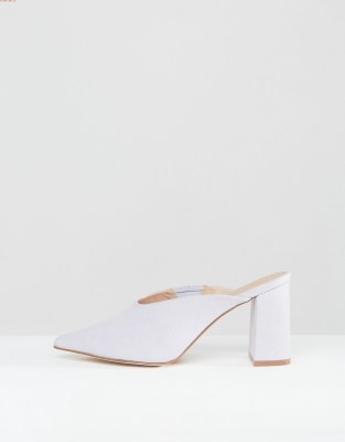 white pointed mule heels