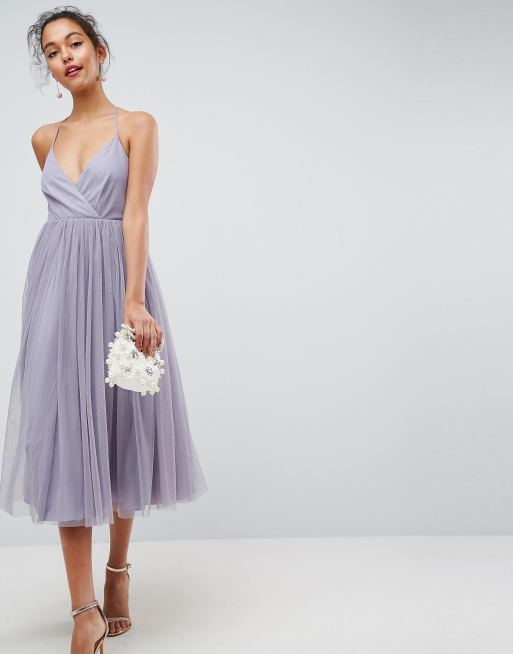 Asos pinny extreme tulle mesh midi dress on sale