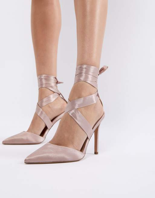 ASOS PINO - Satijnen schoenen met veters, spitse neus en hakken, 2 van 4
