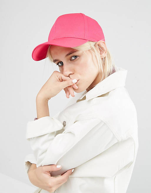 ASOS Plain Baseball Cap With New Fit In Bright Pink