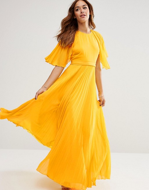 ASOS | ASOS Pleated Flutter Sleeve Kaftan Maxi Dress