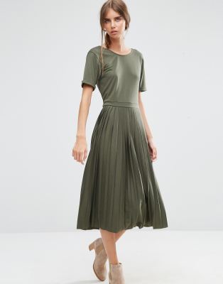 asos pleated skirt midi dress