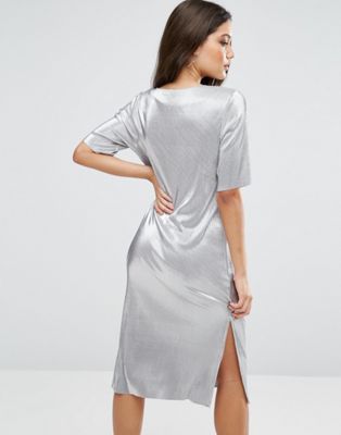 silver plisse dress