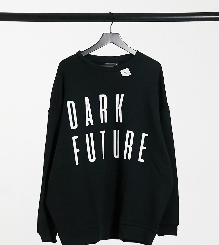 ASOS Plus - Dark Future - Oversized sweatshirt in zwart met logo op de borst